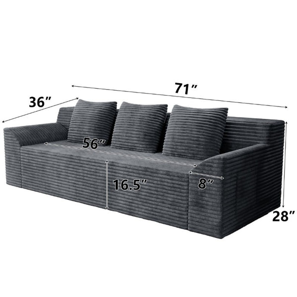 English Elm 71 Inch Corduroy Loveseat Sofa Button Tufted Deep Seat for Studio Apartment Living Dark Grey W5571P539459