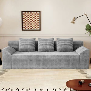 English Elm 71 Inch Corduroy Loveseat Sofa Button Tufted Deep Seat for Studio Apartment Living Light Grey W5571P539460