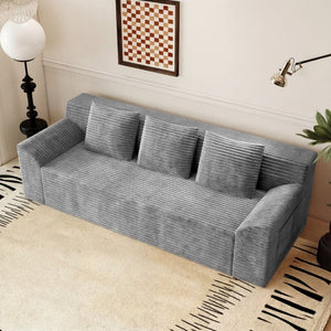 English Elm 71 Inch Corduroy Loveseat Sofa Button Tufted Deep Seat for Studio Apartment Living Light Grey W5571P539460