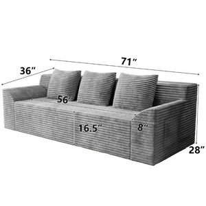 English Elm 71 Inch Corduroy Loveseat Sofa Button Tufted Deep Seat for Studio Apartment Living Light Grey W5571P539460