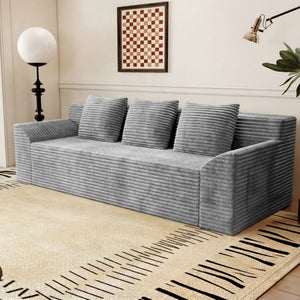 English Elm 71 Inch Corduroy Loveseat Sofa Button Tufted Deep Seat for Studio Apartment Living Light Grey W5571P539460