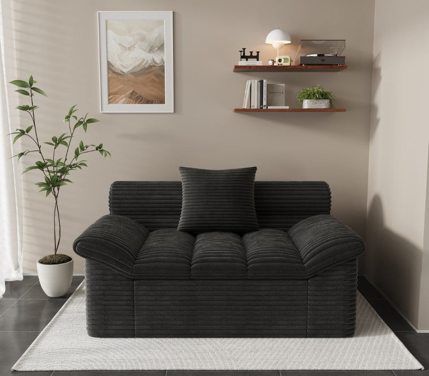 English Elm Single-Seat Corduroy Floor Sofa Deep Cushioned Lounge Chair for Bedroom or Apartment W5571P541401