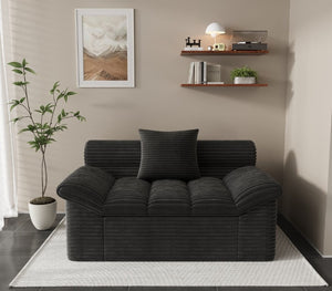 English Elm Single-Seat Corduroy Floor Sofa Deep Cushioned Lounge Chair for Bedroom or Apartment W5571P541401