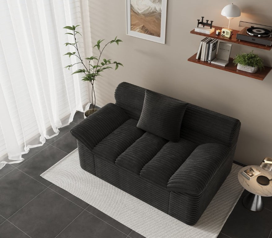 English Elm Single-Seat Corduroy Floor Sofa Deep Cushioned Lounge Chair for Bedroom or Apartment W5571P541401