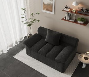 English Elm Single-Seat Corduroy Floor Sofa Deep Cushioned Lounge Chair for Bedroom or Apartment W5571P541401