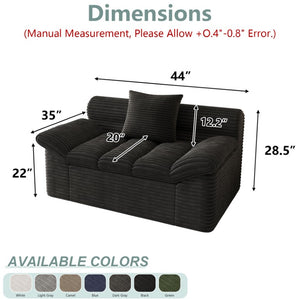 English Elm Single-Seat Corduroy Floor Sofa Deep Cushioned Lounge Chair for Bedroom or Apartment W5571P541401
