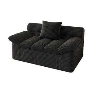 English Elm Single-Seat Corduroy Floor Sofa Deep Cushioned Lounge Chair for Bedroom or Apartment W5571P541401