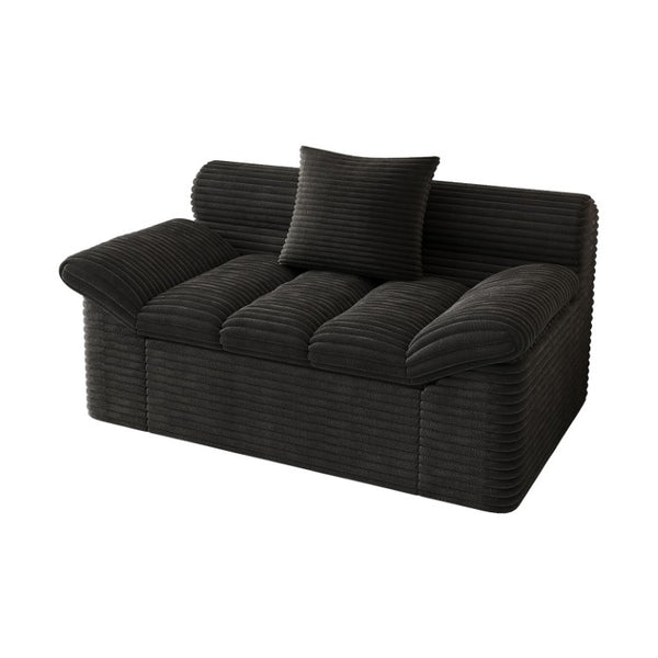 English Elm Single-Seat Corduroy Floor Sofa Deep Cushioned Lounge Chair for Bedroom or Apartment W5571P541401