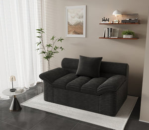 English Elm Single-Seat Corduroy Floor Sofa Deep Cushioned Lounge Chair for Bedroom or Apartment W5571P541401
