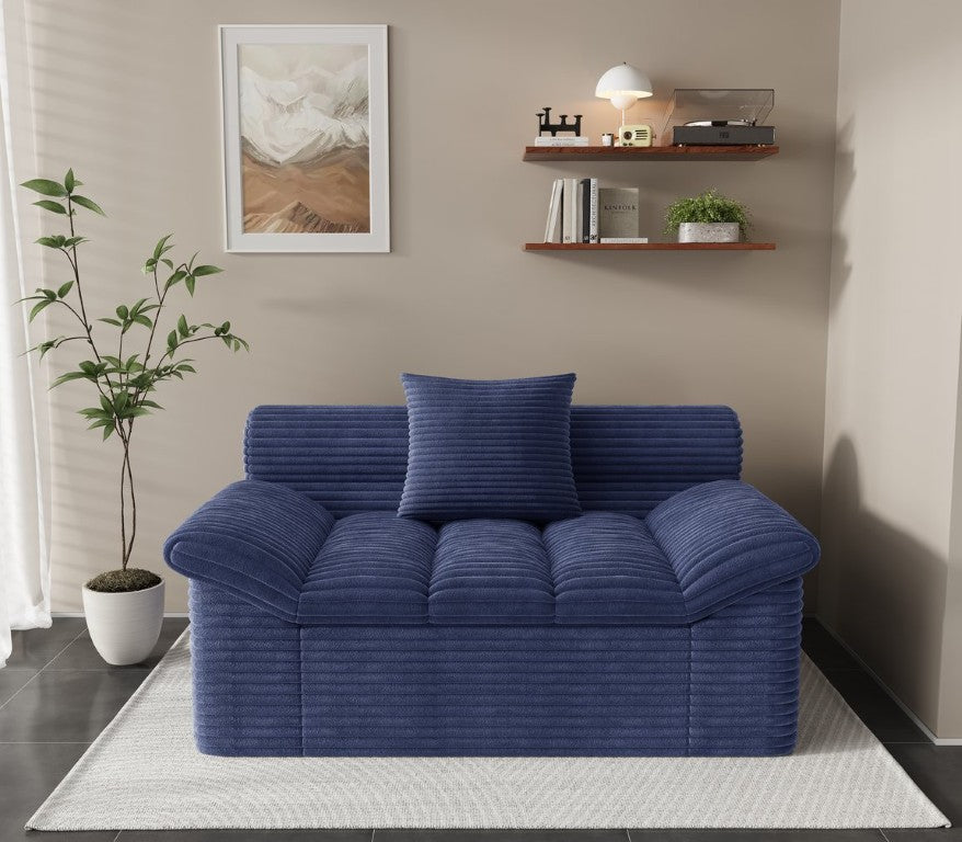 English Elm Single-Seat Corduroy Floor Sofa Deep Lounge Chair for Bedroom or Living Room W5571P541403