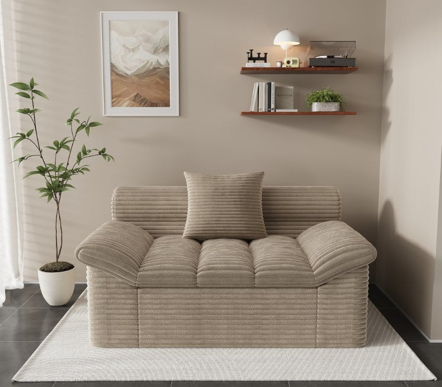 English Elm Single-Seat Corduroy Floor Sofa Plush Low Profile Lounge Chair for Modern Living Spaces W5571P541406