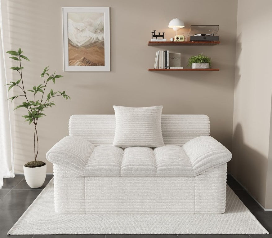 English Elm Single-Seat Corduroy Floor Sofa Plush Low Profile Lounge Chair for Modern Living W5571P541409