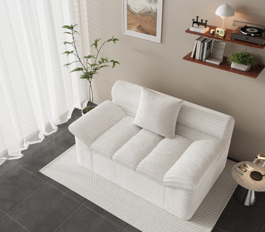 English Elm Single-Seat Corduroy Floor Sofa Plush Low Profile Lounge Chair for Modern Living W5571P541409