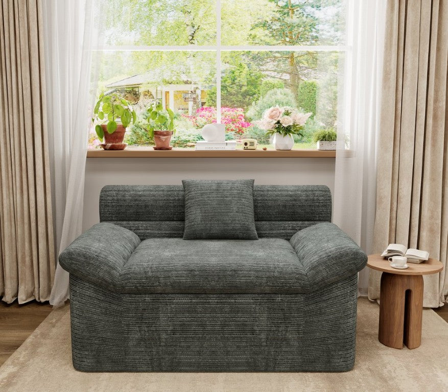 English Elm Single-Seat Corduroy Floor Sofa Plush Low Profile Lounge Chair for Bedroom Living Room W5571P541426