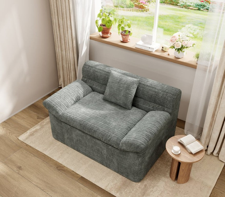 English Elm Single-Seat Corduroy Floor Sofa Plush Low Profile Lounge Chair for Bedroom Living Room W5571P541426