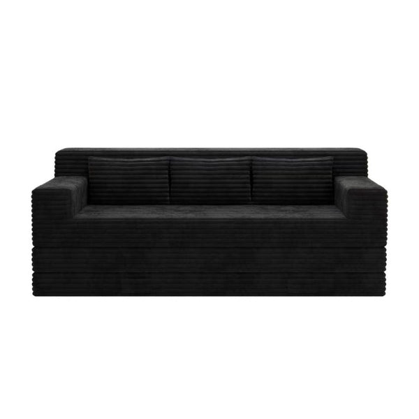 English Elm Foldable Corduroy Futon Sofa Sleeper with Textured Striped Fabric for Studio Apartments W5571P566298