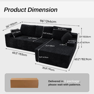 English Elm New Frameless Cloud Sectional Sofa with L Shaped Chaise High Density Foam Living Room Right Corner W5572P497732