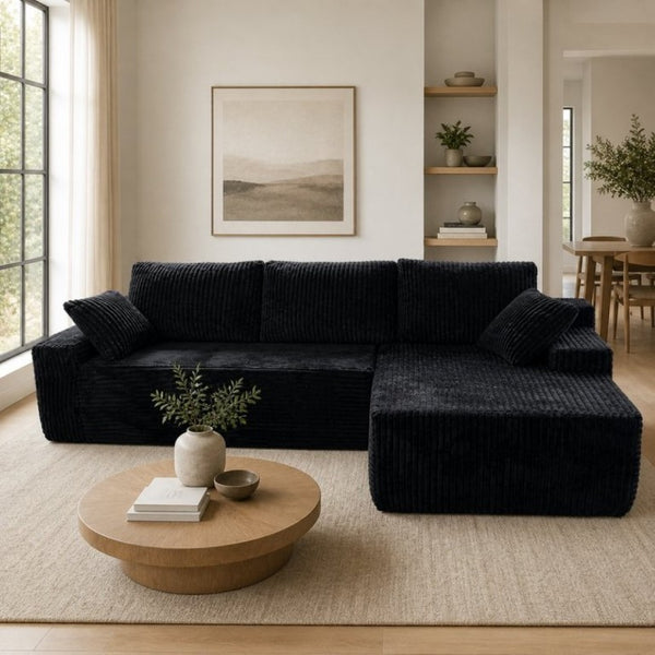 English Elm New Frameless Cloud Sectional Sofa with L Shaped Chaise High Density Foam Living Room Right Corner W5572P497732