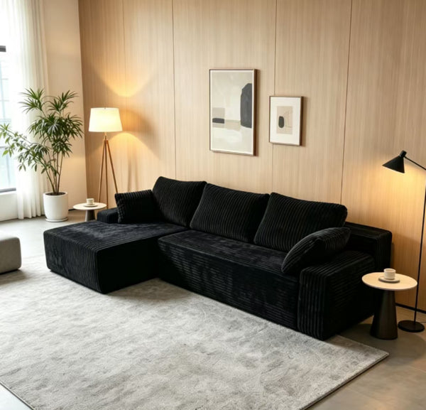 English Elm New Frameless Cloud Sectional Sofa with L Shaped Chaise High Density Foam Living Room Left Corner W5572P499392