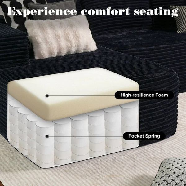 English Elm New Frameless Cloud Sectional Sofa with L Shaped Chaise High Density Foam Living Room Left Corner W5572P499392