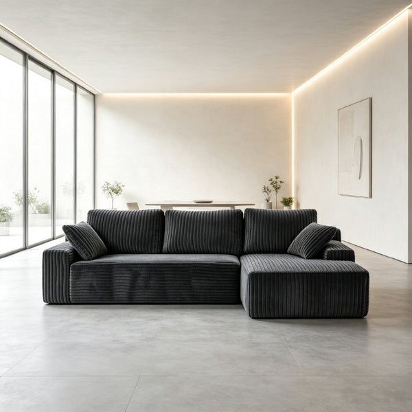 English Elm 96 Inch Frameless Cloud Sectional Chaise Sofa Deep Foam Modular Lounge for Living Room W5572P518100