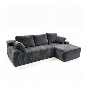 English Elm 96 Inch Frameless Cloud Sectional Chaise Sofa Deep Foam Modular Lounge for Living Room W5572P518100