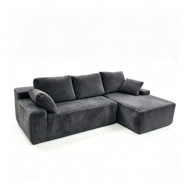 English Elm 96 Inch Frameless Cloud Sectional Chaise Sofa Deep Foam Modular Lounge for Living Room W5572P518100