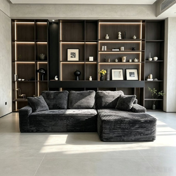 English Elm 96 Inch Frameless Cloud Sectional Chaise Sofa Deep Foam Modular Lounge for Living Room W5572P518100
