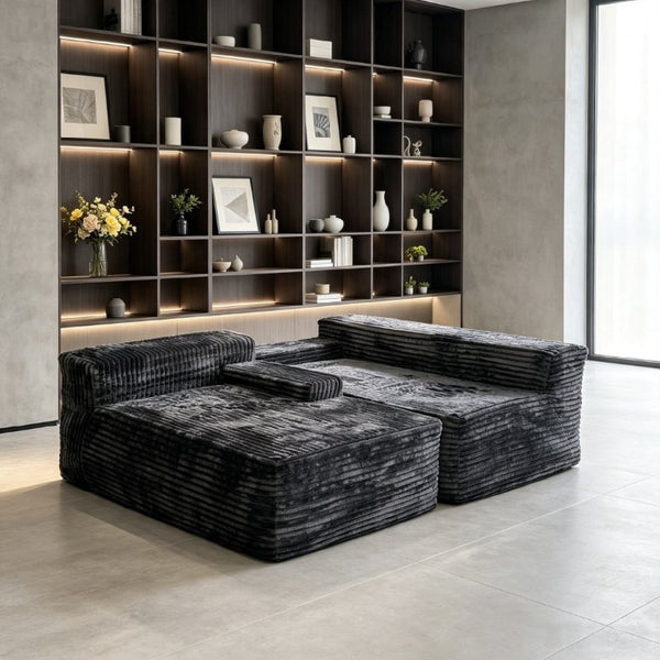 English Elm 96 Inch Frameless Cloud Sectional Chaise Sofa Deep Foam Modular Lounge for Living Room W5572P518100