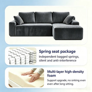 English Elm 96 Inch Frameless Cloud Sectional Chaise Sofa Deep Foam Modular Lounge for Living Room W5572P518100