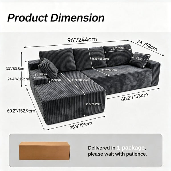 English Elm Modular Cloud Sofa Frameless Foam Sectional for Minimalist Living Room Lounge W5572P518117