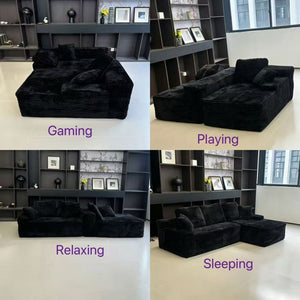 English Elm 96 Inch Frameless Cloud Sectional Sofa with Deep Foam Cushioning for Modern Living Rooms W5572P542848