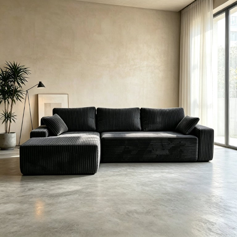 English Elm New Frameless Modular Cloud Sectional in Gray Corduroy for Contemporary Living Spaces W5572P543793