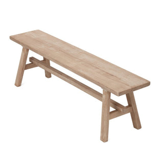 English Elm Solid Rubberwood Farmhouse Bench with Matte Grain Finish for Entryway or Bedroom W5599P512774