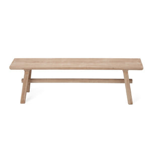 English Elm Solid Rubberwood Farmhouse Bench with Matte Grain Finish for Entryway or Bedroom W5599P512774