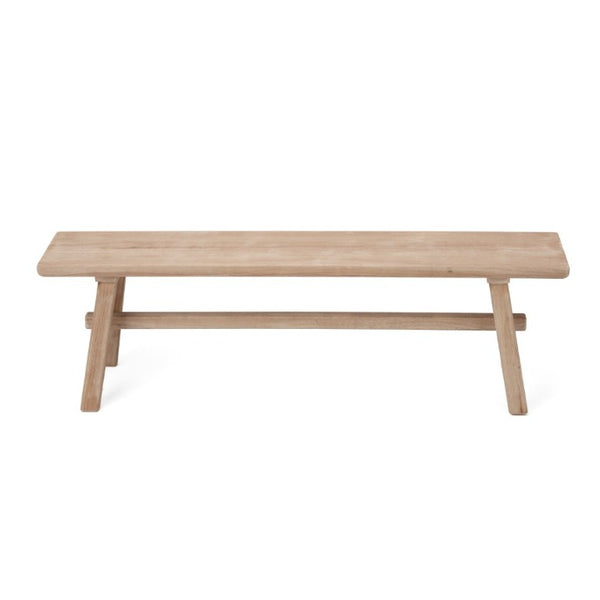 English Elm Solid Rubberwood Farmhouse Bench with Matte Grain Finish for Entryway or Bedroom W5599P512774