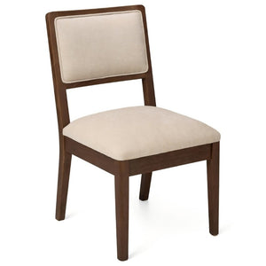 English Elm Set of 2 Rubberwood Dining Chairs Woven Fabric Ergonomic Seat for Small Apartment Walnut W5599P512801