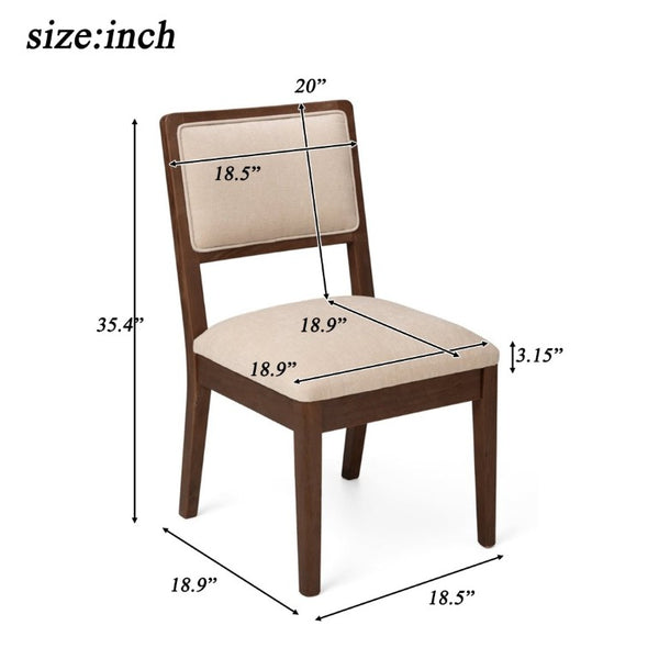 English Elm Set of 2 Rubberwood Dining Chairs Woven Fabric Ergonomic Seat for Small Apartment Walnut W5599P512801