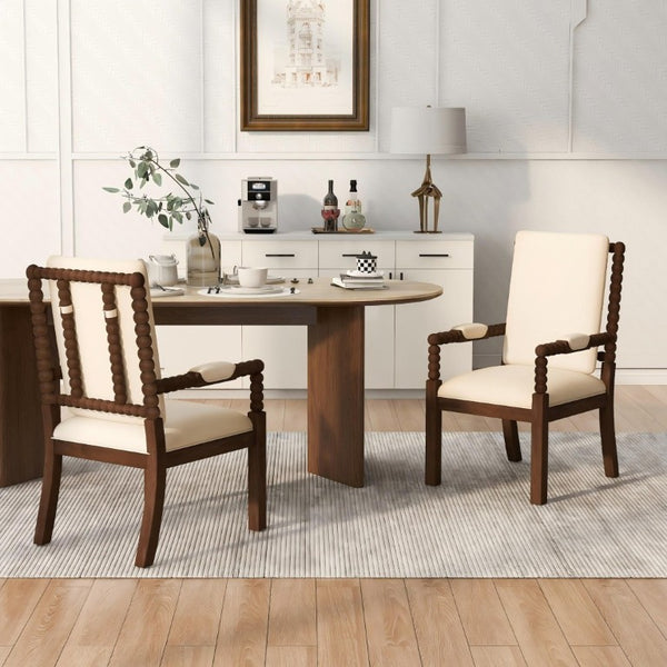 English Elm Set of 2 Rubberwood Upholstered Dining Chairs Ergonomic Cushioned Modern Kitchen Seating W5599P513115