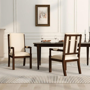 English Elm Set of 2 Rubberwood Upholstered Dining Chairs Ergonomic Cushioned Modern Kitchen Seating W5599P513115