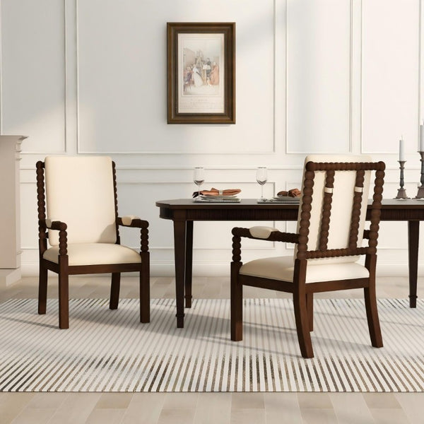 English Elm Set of 2 Rubberwood Upholstered Dining Chairs Ergonomic Cushioned Modern Kitchen Seating W5599P513115