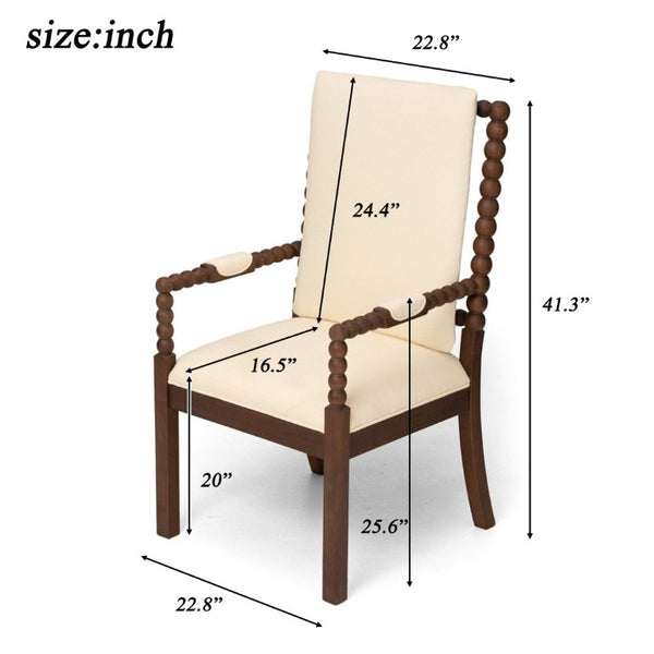 English Elm Set of 2 Rubberwood Upholstered Dining Chairs Ergonomic Cushioned Modern Kitchen Seating W5599P513115