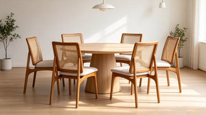 English Elm Set of 2 Mid Century Rubber Wood Dining Chairs with Hand Woven Cane Backrest W5599P531650
