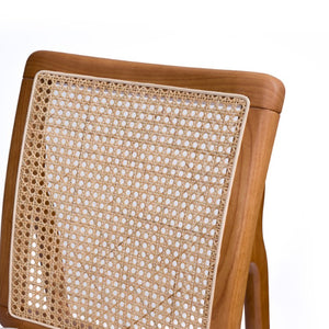 English Elm Set of 2 Mid Century Rubber Wood Dining Chairs with Hand Woven Cane Backrest W5599P531650