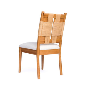 English Elm 2‑Piece Hand-Woven Paper Rope Dining Chair Set with Rubberwood Frame Linen Cushion 20.5 L x 20 W x 38.15 H W5599P547501