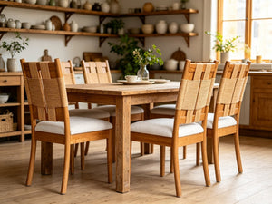 English Elm 2‑Piece Hand-Woven Paper Rope Dining Chair Set with Rubberwood Frame Linen Cushion 20.5 L x 20 W x 38.15 H W5599P547501