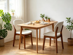 English Elm Mid‑century Modern Dining Chair Set with Walnut Legs and Cushioned Ergonomic Backrest W5599P547504