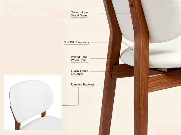 English Elm Mid‑century Modern Dining Chair Set with Walnut Legs and Cushioned Ergonomic Backrest W5599P547504