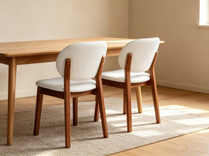 English Elm Mid‑century Modern Dining Chair Set with Walnut Legs and Cushioned Ergonomic Backrest W5599P547504