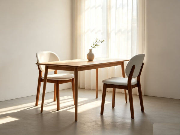 English Elm Mid‑century Modern Dining Chair Set with Walnut Legs and Cushioned Ergonomic Backrest W5599P547504